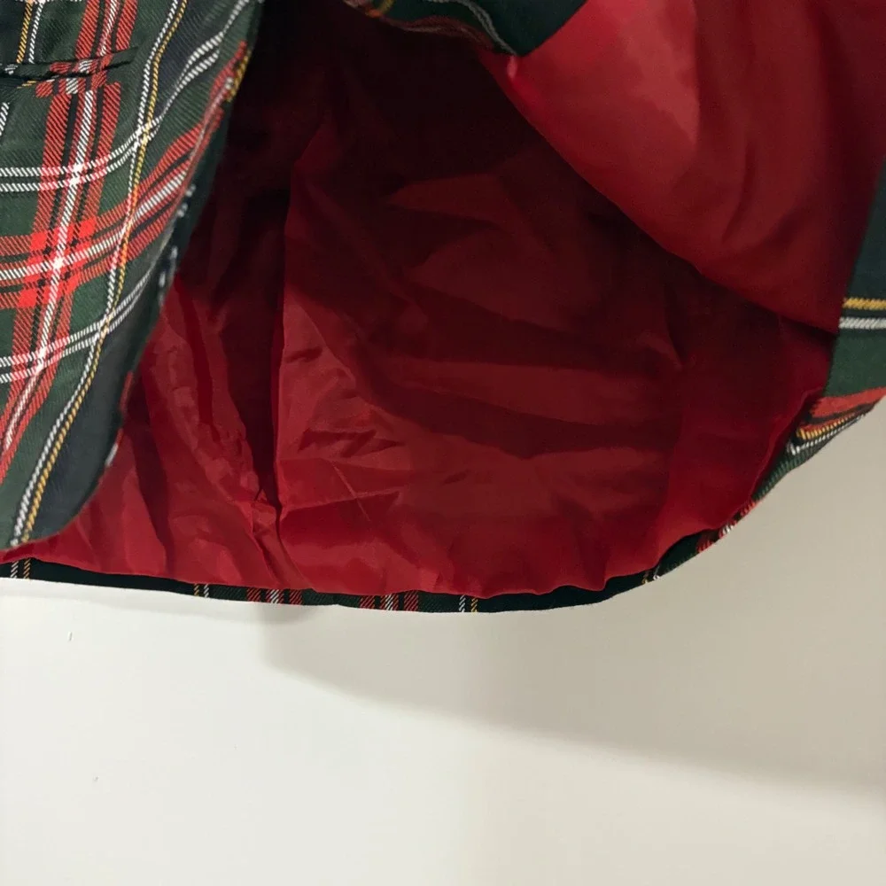 Officina‎ Kids Vintage Plaid Blazer Red Green Tartan Made in Italy Size 32 SM